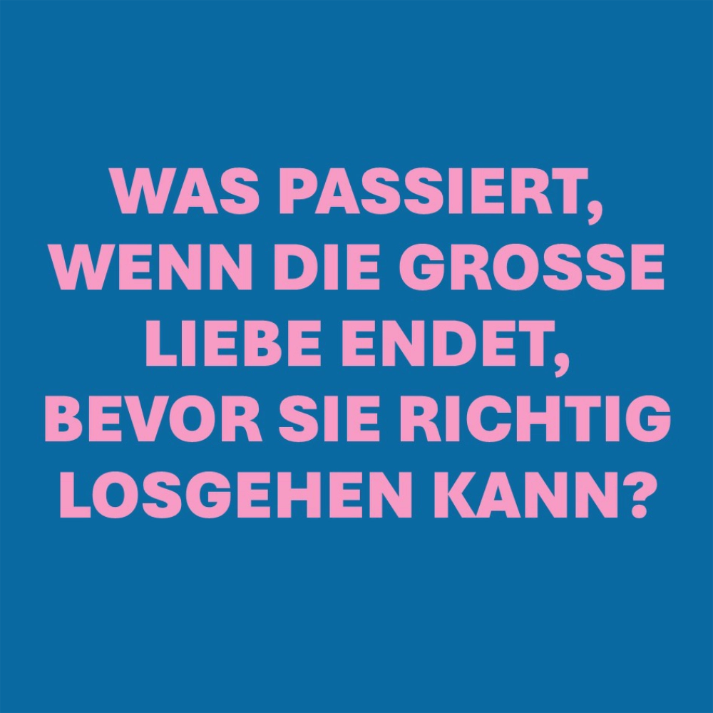 Auf dem Bild steht der Text: "Was passiert, wenn die große Liebe endet, bevor sie richtig losgehen kann?"