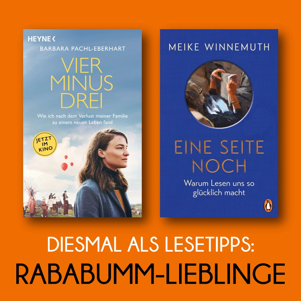 Das Bild zeigt den Umschlag des erzählenden Sachbuchs VIER MINUS DREI von Barbara Pachl-Eberhart und des Essays EINE SEITE NOCH von Meike Winnemuth.